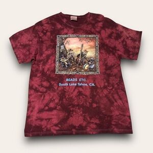 Y2K Woodland Animals Art Graphic Tee Size L Tie Dye Mark DuBois Cottagecore